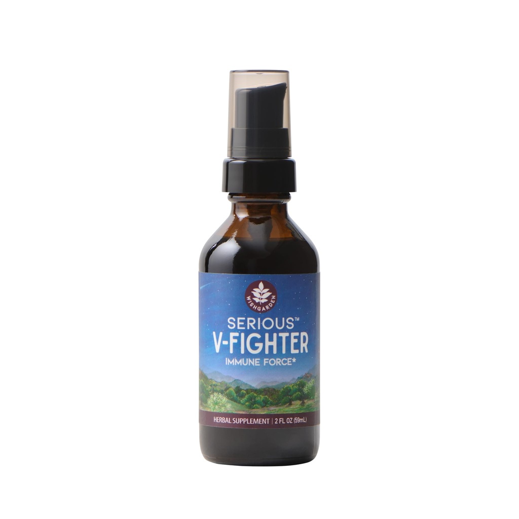 WishGarden Herbs Serious V-Fighter, Liquid Immune Support Supplement, Goldenseal Lomatium Bee Propolis Elderflower, Sore Throat Relief, Respiratory Support, Chills, Gluten-Free Herbal Tincture, 2oz