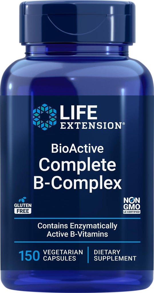 Ampliación de vida BioActive Completo B-Complex, 150 cápsulas vegetarianas