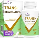 Ultra Purity Trans-Resveratrol 1100mg, 3-in-1 Advanced Formula Organic Resveratrol Supplement, Max Antioxidant, Anti-Aging, Skin Health, lmmune & Energy, 1 Pack