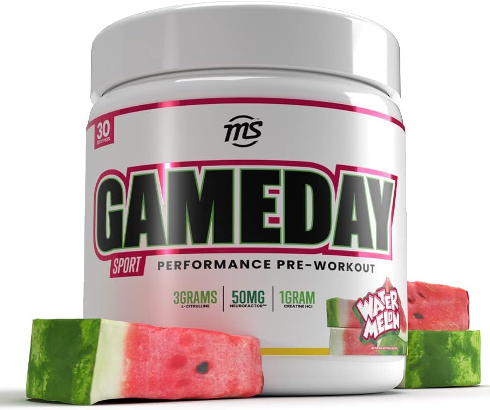 Man Sports Game Day - Sport Pre-Workout, Watermelon Flavored Energy Drink Mix with Natural Caffeine, 330g, 30 Days Supply