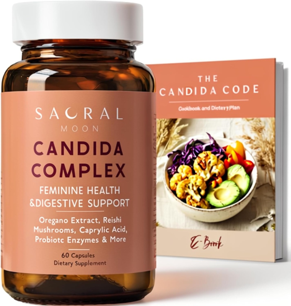 Candida Cleanse for Women – Gut & Feminine Balance with Oregano Oil, Caprylic, Probiotics, Reishi, Aloe & Black Walnut – May Help Support Digestive Comfort, Clarity, Clear Skin & Vaginal pH