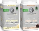 Sunwarrior Chocolate &amp; Vainilla Active Orgánica Protein Powder Set ¦ Bundle &amp; Save TEN Vegan Protein Powder ← Non-GMO Soy Dairy &amp; Gluten Gratis (20 Servings Vanilla, 20 Servings Chocolate)