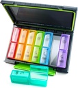 Organizador semanal de píldoras 2 veces al día, Moisture-Proof 7 Day Pill Case, caja grande para viajar con contenedores individuales extraíbles para mantener vitaminas, suplementos y medicamentos