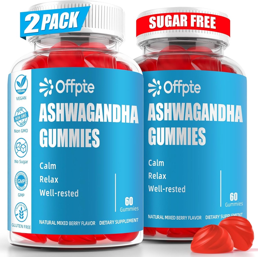 Ashwagandha Gummies Azúcar Gratis para Mujeres Hombres, Alta Potencia Ashwagandha Extracto Suplementos con L-Theanine GABA Chamomile Turmeric Vitamina D3 B12 para adultos de estrés Vegan ( Berry mixto)