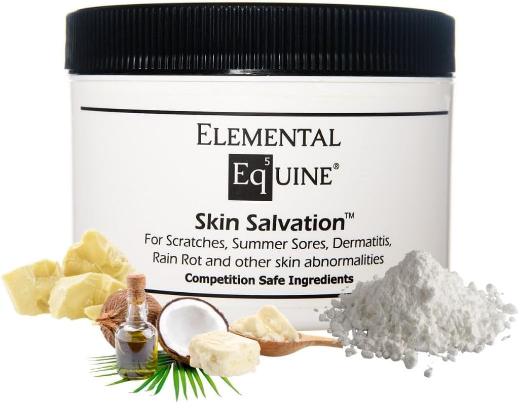 Elemental Equine Skin Salvation 8oz for Horses - Combats Scratches, Mud Fever, Summer Sores, Dermatitis, Summer Crud, Cannon Bone Gunk and Similar Skin Issues in Horses