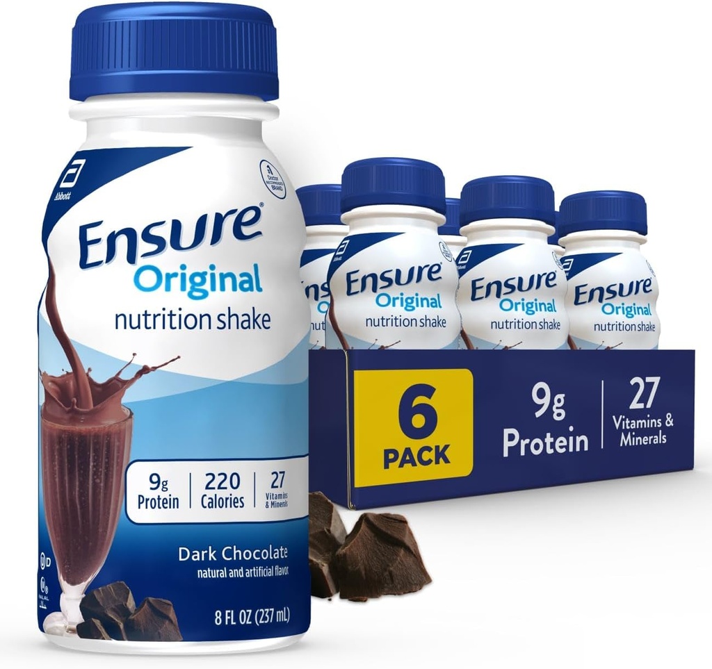 Asegurar la Nutrición del Chocolate Oscuro Original Afeitar Reemplazo de Comida Silencioso 6 Cuenta (Pack of 1)