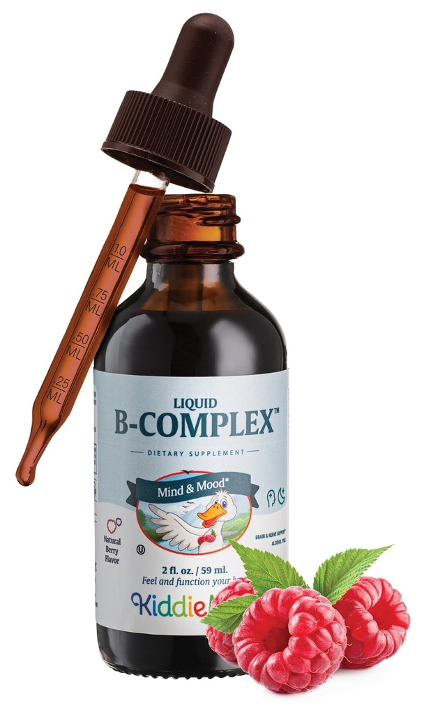 Maxi Health Kids Raspberry Liquid Vitamin B Complex - Vitamin Supplement with Vitamin B12 - Sublingual B Vitaminas Complex Drops for Kids with B1 B2 B3 B5 B6 Biotin Folic Acid - 2 fl.