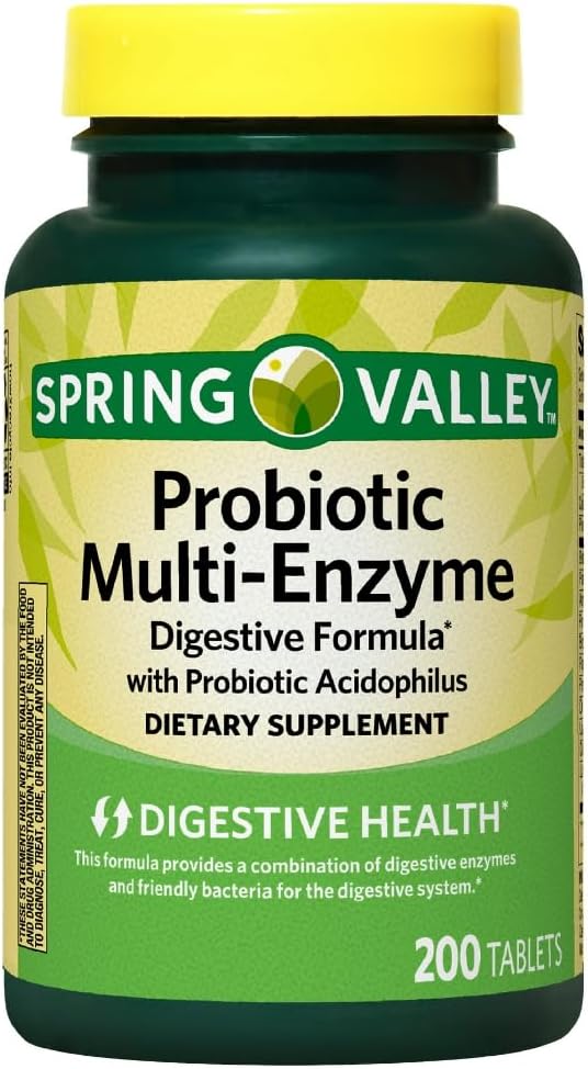 Spring Valley Probiotic Multi-Enzyme Digestive Formula Tablets, 200 Conde