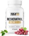 Resveratrol Capsules 600mg por Serving, Potent Antioxidant Dietary Supplement Capsules, 60 cápsulas en 1 botella, Made in USA