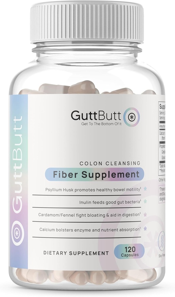Vegan Limpieza Fiber Suplemento  Ayuda a promover la regularidad digestiva ← Psyllium Husk, Inulin, Cardamom, Fennel Seed, Calcium Carbonate ← Proprietary Formula  120 Vegan Capsules