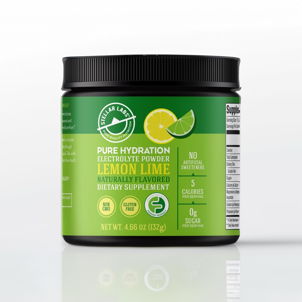 Laboratorios estelares Electrolyte Powder No Sugar ← Bajo FODMAP Hydration Multiplier Powdered Drink Mix ¦ Keto Friendly, Sugar Free, Non-GMO, Gluten Free Dehydration Relief ¦ Lime Lemon, 30 Servings