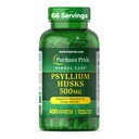 Pride de Puritan Herbal Ease® Psyllium Husks 500mg, Suplemento dietético para el apoyo médico digestivo, frío y cardíaco, cápsulas de fibra diarias, fuente de 2 meses, 400 cápsulas de liberación rápida