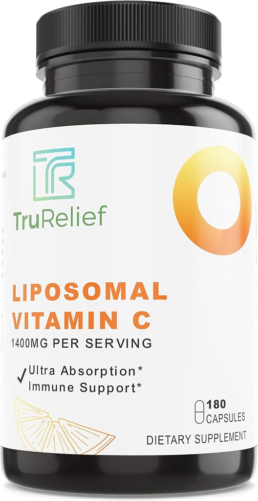 Liposomal VIT C - Immune Support w/Ultra-Absorption. 180 gorros por botella. Potente 1400mg dosis liposomal VIT C.