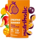 Gummies de Monohidrato de Creatina para Hombres y Mujeres - Fácil de digerir, Vegan, Libre de gluten, No-GMO, 1,5g de Creatina por Gummy - 45ct (45 Conde, Mango Passionfruit)