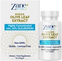 Zane Griego Leaf Extract - min. 20% Oleuropein - Proporciona soporte de presión sanguínea inmune y saludable, promueve la salud del sistema cardiovascular - 60 cápsulas No GMO, Gluten - Lactose – Paraben Free