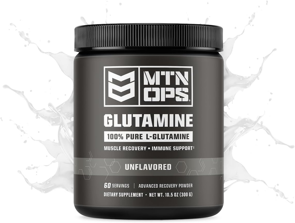 MTN OPS L-Glutamina Powder 60 Servings / 300g de 100% Pura L-Glutamina para la recuperación del músculo, Desarrollado + 5g por servicio