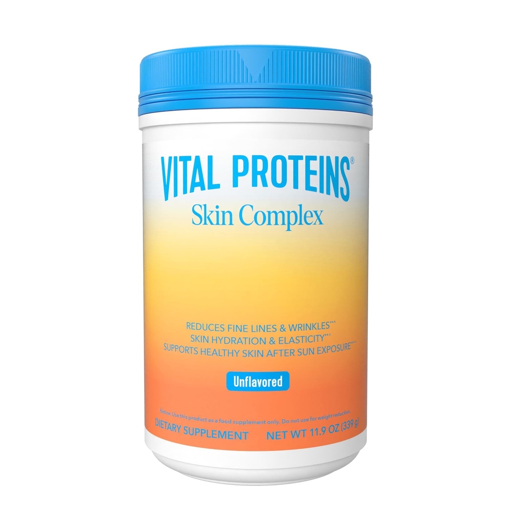 Vital Proteins Collagen Peptides for Women - 20g Hydrolyzed Collagen, Vitamin C, Hyaluronic Acid, Reduce Fine Lines & Wrinkles, Verisol & Holimel - Skin Complex Supplement, Unflavored 11.9oz Powder