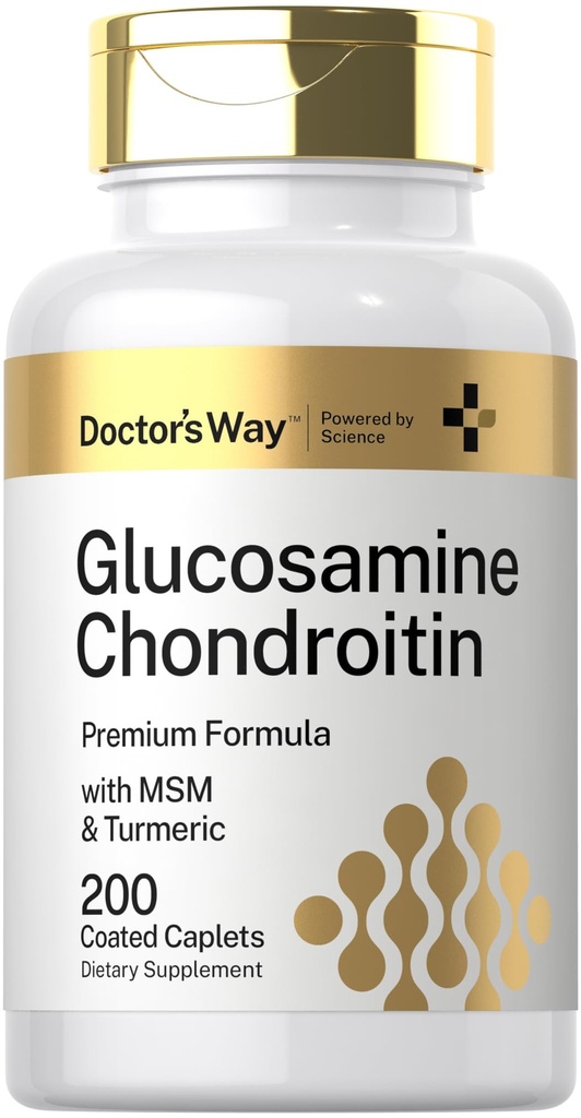 Manera del doctor Glucosamine Chondroitin MSM Turmeric tención 200 Caplets ← Complejo de Apoyo Avanzado tención Non-GMO, Gluten Free Supplement