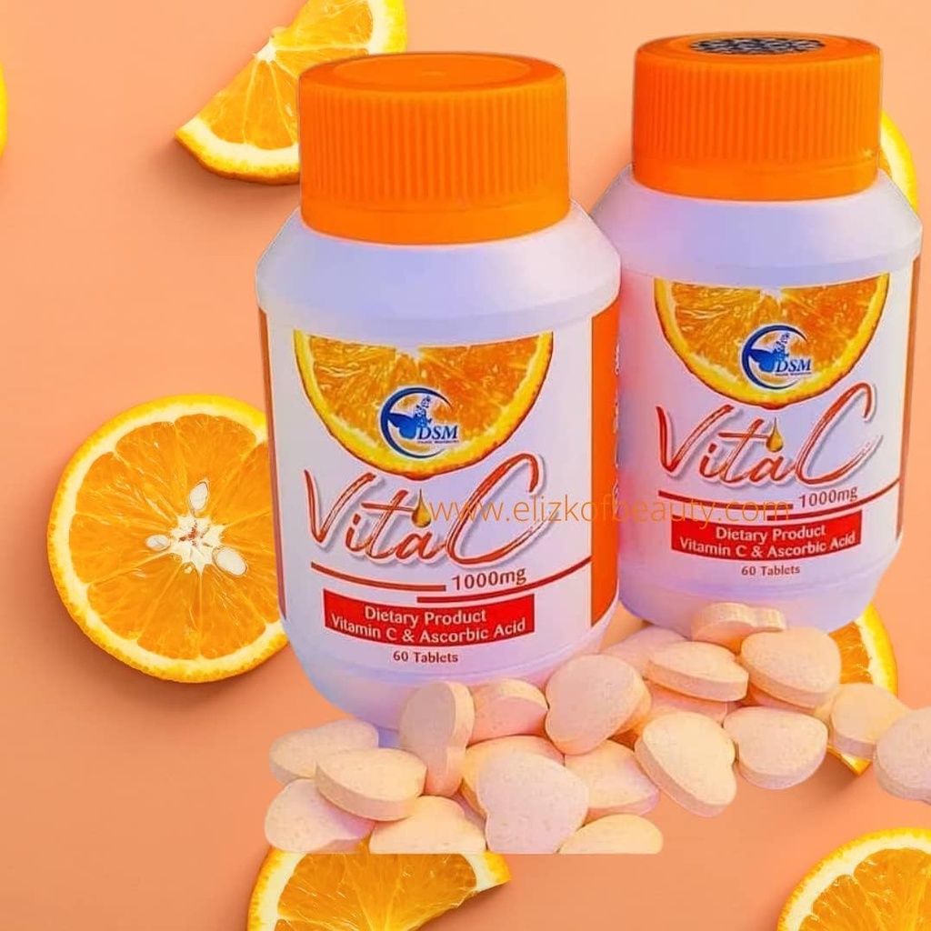 Vitamin C & Ascorbic Acid1000mg, Cheawable for Skin Supports & Healthy Immune System –60tablets