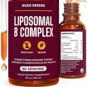 Liposomal B Vitaminas Complejo Líquido – Alta Absorción para la Energía, Cerebro &amp; Piel Salud, Pelo &amp; uñas, Entrega Liposómica Avanzada, Vegan, No GMO, 2 Fl Oz