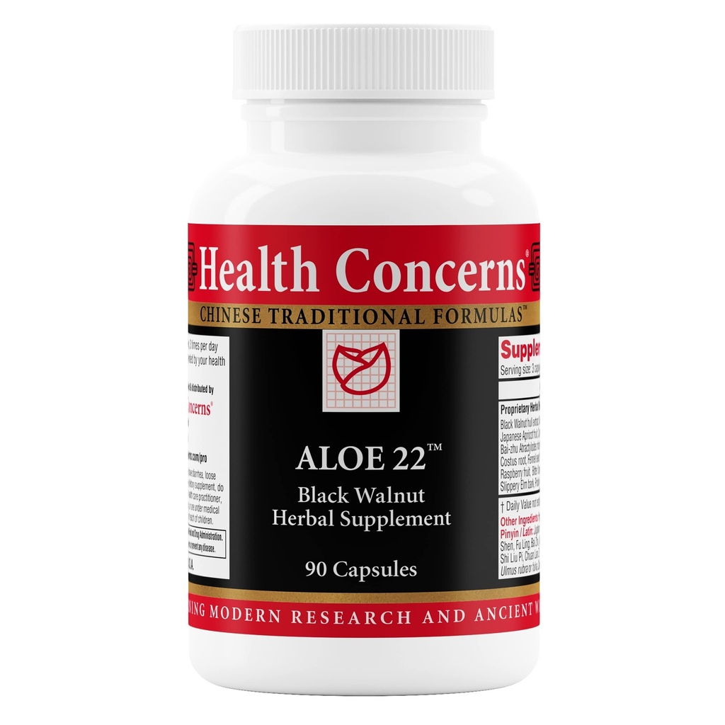 Salud Preocupaciones Aloe 22 – Apoyo Digestivo " Limpieza intestinal: estreñimiento, Bloating " Parasite Detox Suplemento – Nuez Negra, Ginger, Myrobalan " Aloe Vera Herbal Fórmula – 90 cápsulas