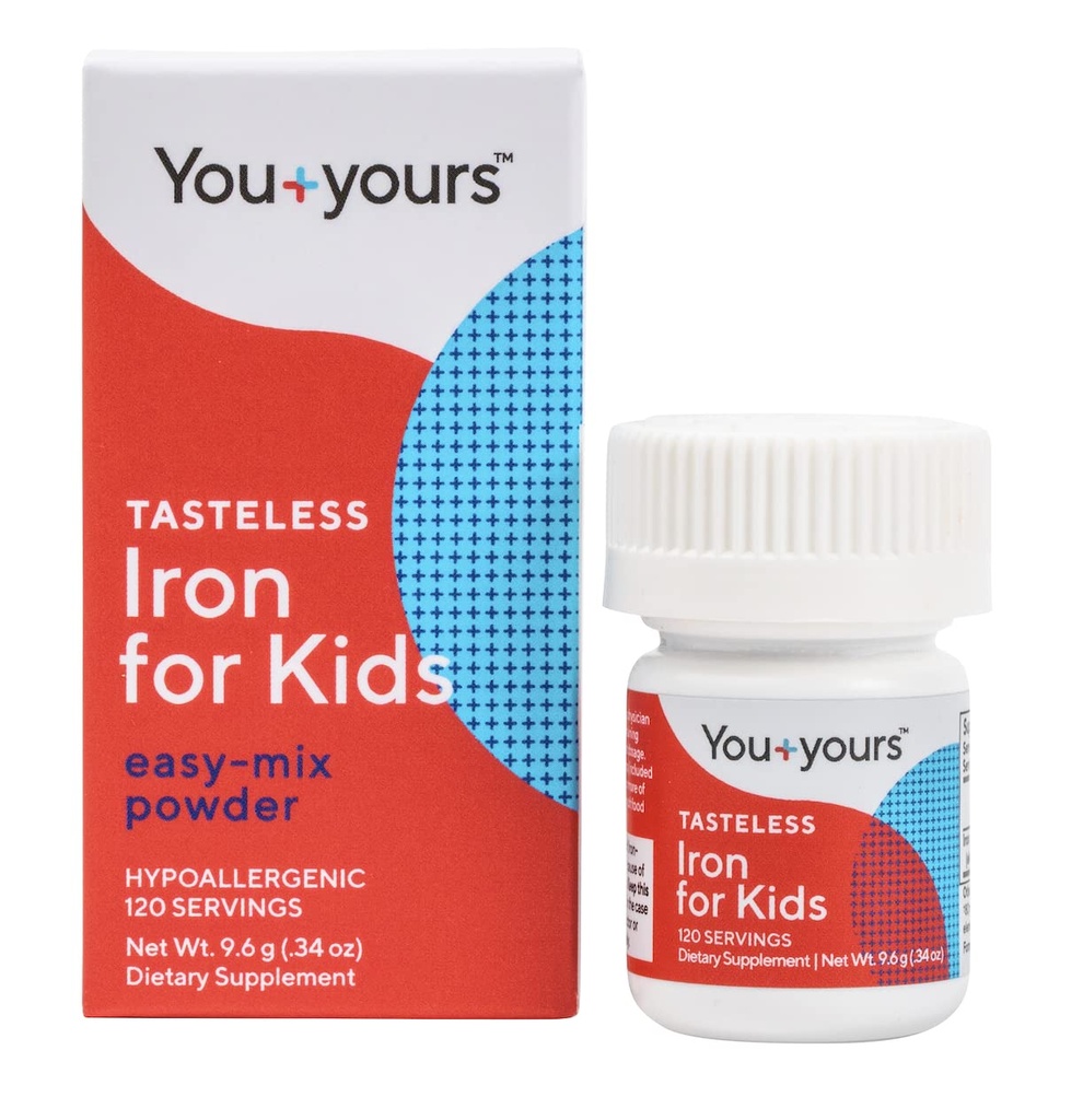 Tasteless Iron for Kids + Toddlers- 4-Month Supply- No Sweeteners, Flavors or Preservatives. Add to Beverages or Food. Pure, Flavorless Children's Iron Supplement.