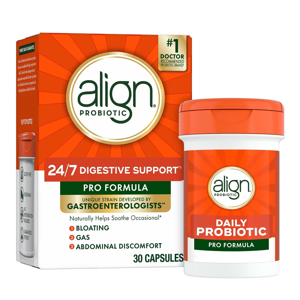 Probióticos alineados, Fórmula Pro, Probióticos para Mujeres y Hombres, Probióticos para Salud Digestiva, Hombres y Mujeres Capsules Probióticos Ayuda Alimentar Bloating Ocasional & Gas*, 30 cápsulas