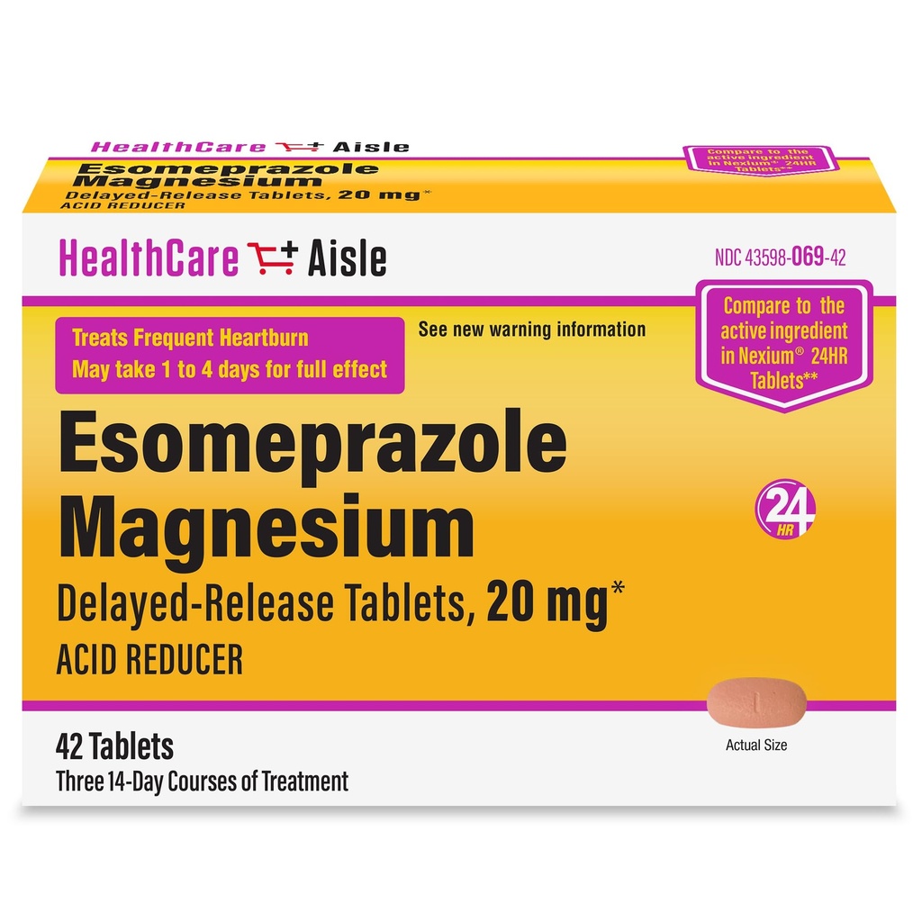 HealthCareAisle Esomeprazole Magnesium Delayed-Release Tablets, 20mg - 42 Conde - Acid Reductor, proporciona alivio de acidez