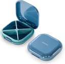 Caja pequeña de pill, Caja de Píldora de Viajes, Organizador de Píldoras portátiles, Contenedor de Píldoras para Compartimientos de Bolsillo 4, Contenedor de Medicina de Viajes Diarios para Medicación de Vitaminas (Blue)