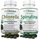 BioOptimal Chlorella Spirulina - Bundle - Organic Chorella Tablets & Organic Spirulina Tablets, 120 Cuenta Cada, Premium Quality 4 Certificaciones Orgánicas