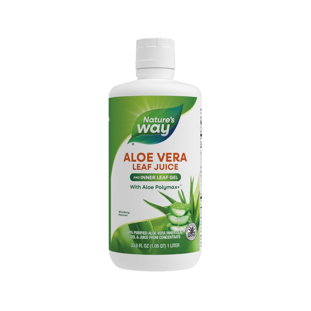 Camino de la Naturaleza Aloe Vera Leaf Juice and Inner Leaf Gel, con Aloe Polymax+, Certified for Aloe Content and Purity, Wild Berry Flavored, 33.8 Fl Oz (Packaging May Vary)