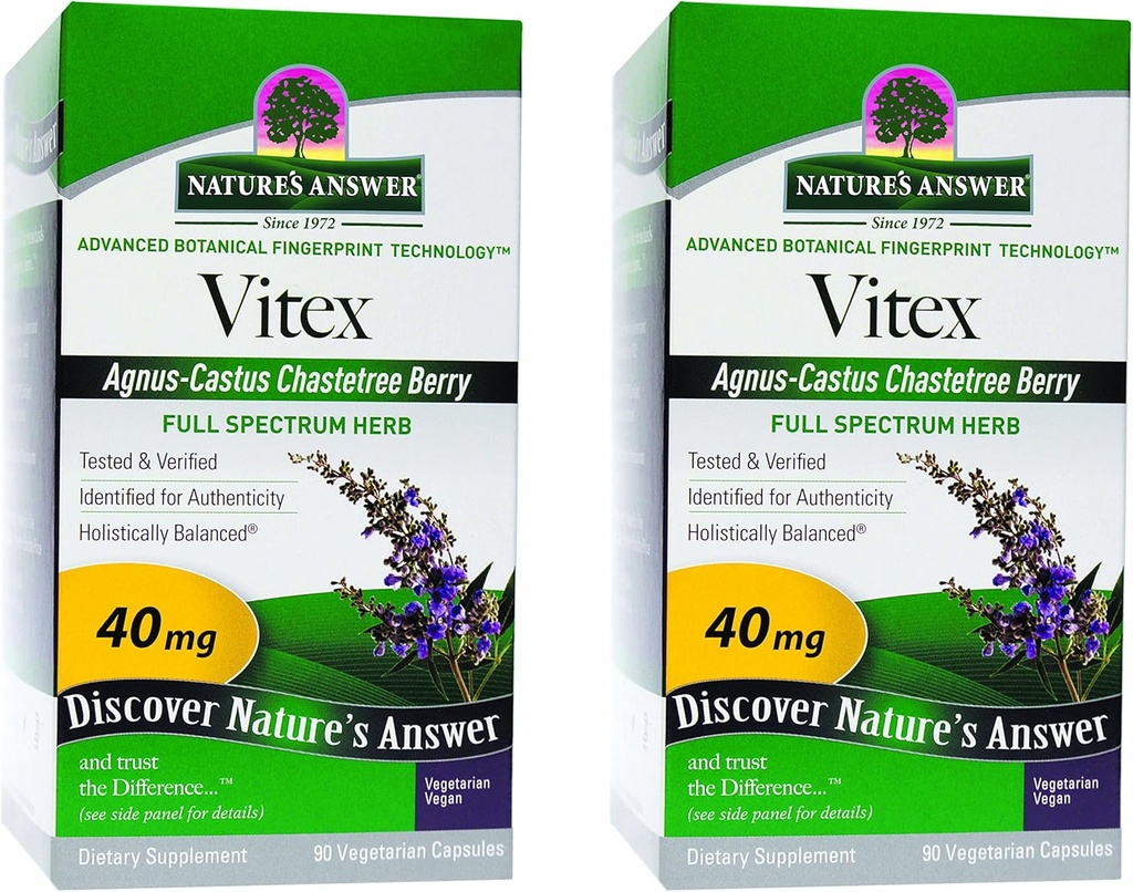 Respuesta de la naturaleza Vitex Chastetree Berry Suplemento, 90-Vegetarian Capsules, 2 Conde  durable Hormonal Balance ← Ovulation Support  Menopausal Support