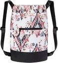 GOMOYO Flex Cinch Drawstring Gym Bag for Women TENIDO Modern Floral Graphic Designs TENIDO Durable Lightweight Gym Cinch Backpack TEN 18" x 14" x 7" ANTE Pink