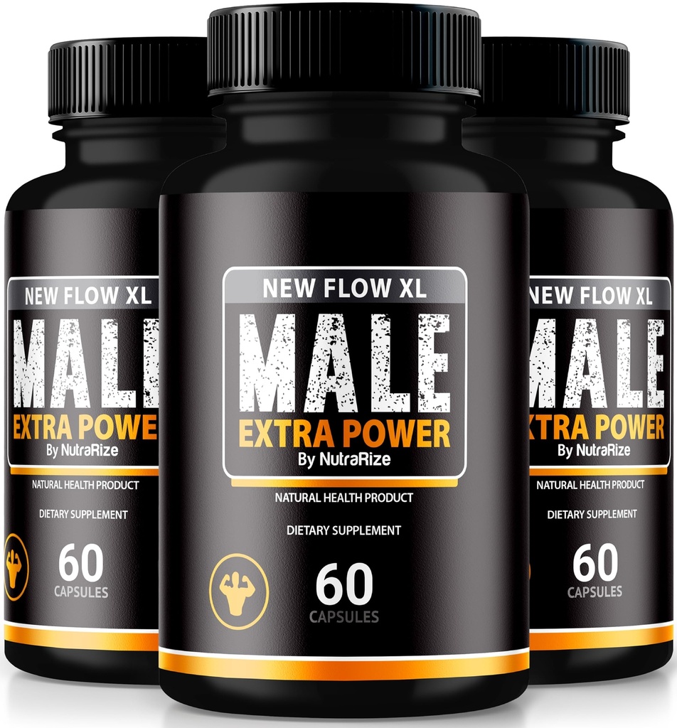 (3 Pack) Nuevas cápsulas XL Flujo para Hombres, NuevaFlow XL Male Pills, Toda la fórmula natural para la masa muscular y el máximo rendimiento, Comentarios oficiales de NewFlowXL (180 cápsulas)