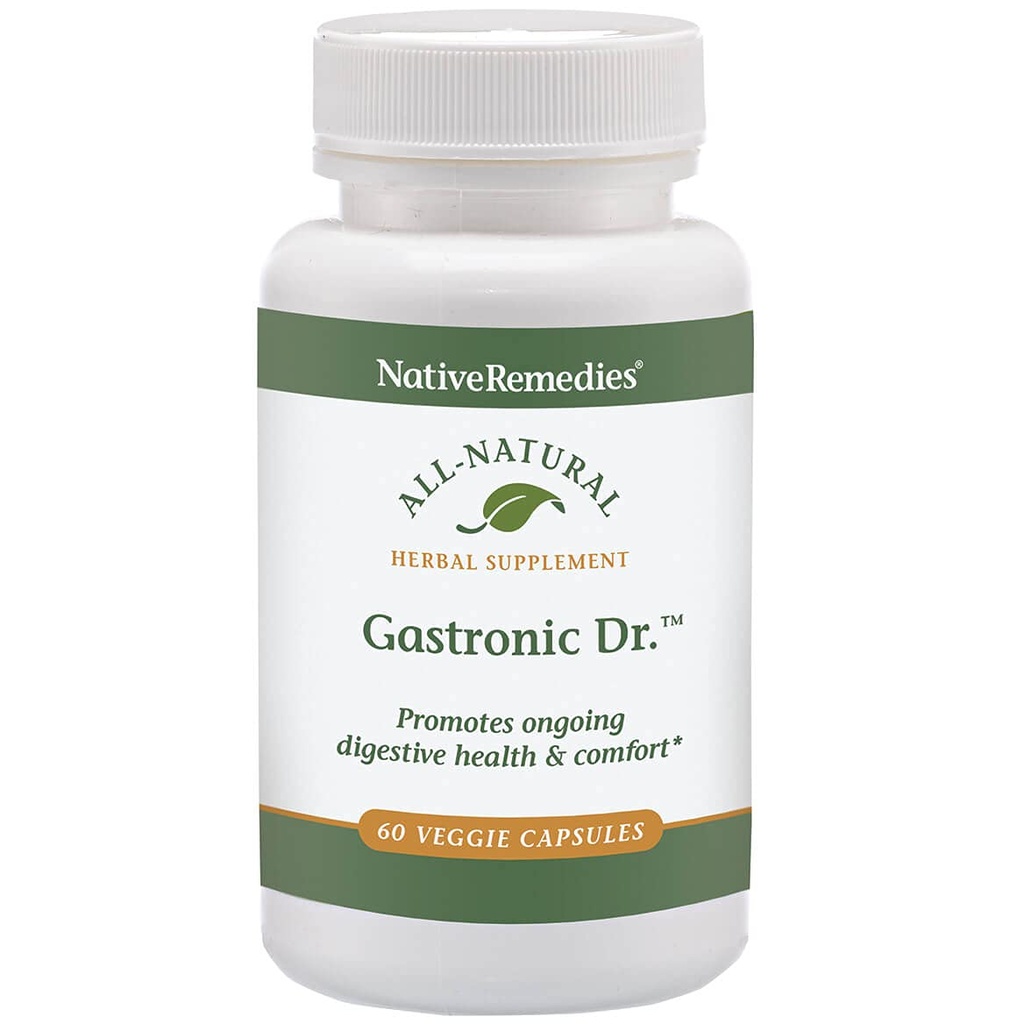 Remedios nativos Gastrónico Dr. - Todos los suplementos herbales naturales para la digestión saludable y el confort después de las comidas - promueve un tejido saludable y niveles de ácido de estómago equilibrado - 60 cápsulas vegetales