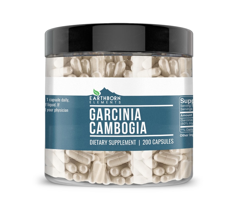Elementos terrestres Garcinia Cambogia 200 Capsules, Puro ' Undiluted, No Additives