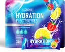 Electrolitos Empaquetaduras de hidratación de polvo – Mezcla de Bebida de Recuperación con Sodio, Potasio, Magnesio, Calcio, Vitamina C &amp; Zinc – Libre de Azúcar, Keto, No GMO & Vegan – Lemonade de fresa – 32 Sticks