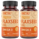 DEVA Vitaminas Veganas Orgánicas Flax Semillas Aceite - Rico en Omega-3, Frío-Pressed " Unrefined - 90 cápsulas, 2-Pack