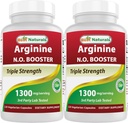 Best Naturals L-Arginine NO Booster Triple Strength 1300 mg Serving 120 Veg Capsules (120 Count (Pack of 2))