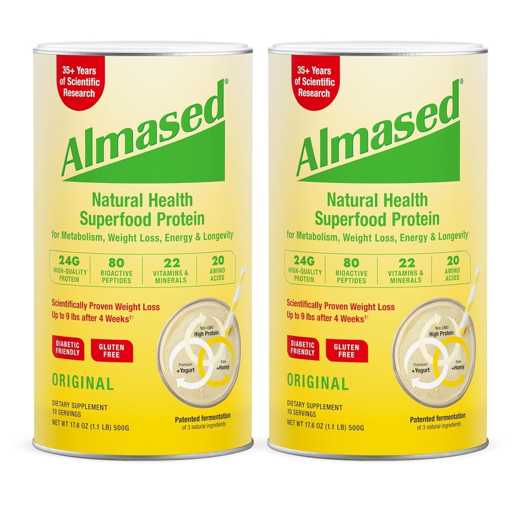 Afeitado de sustitución de la carne de Almased - Base de planta alta de baja celémica Proteína Powder- Nutricional Salud Apoyo Suplemento - Original Flavor - 17.6 oz