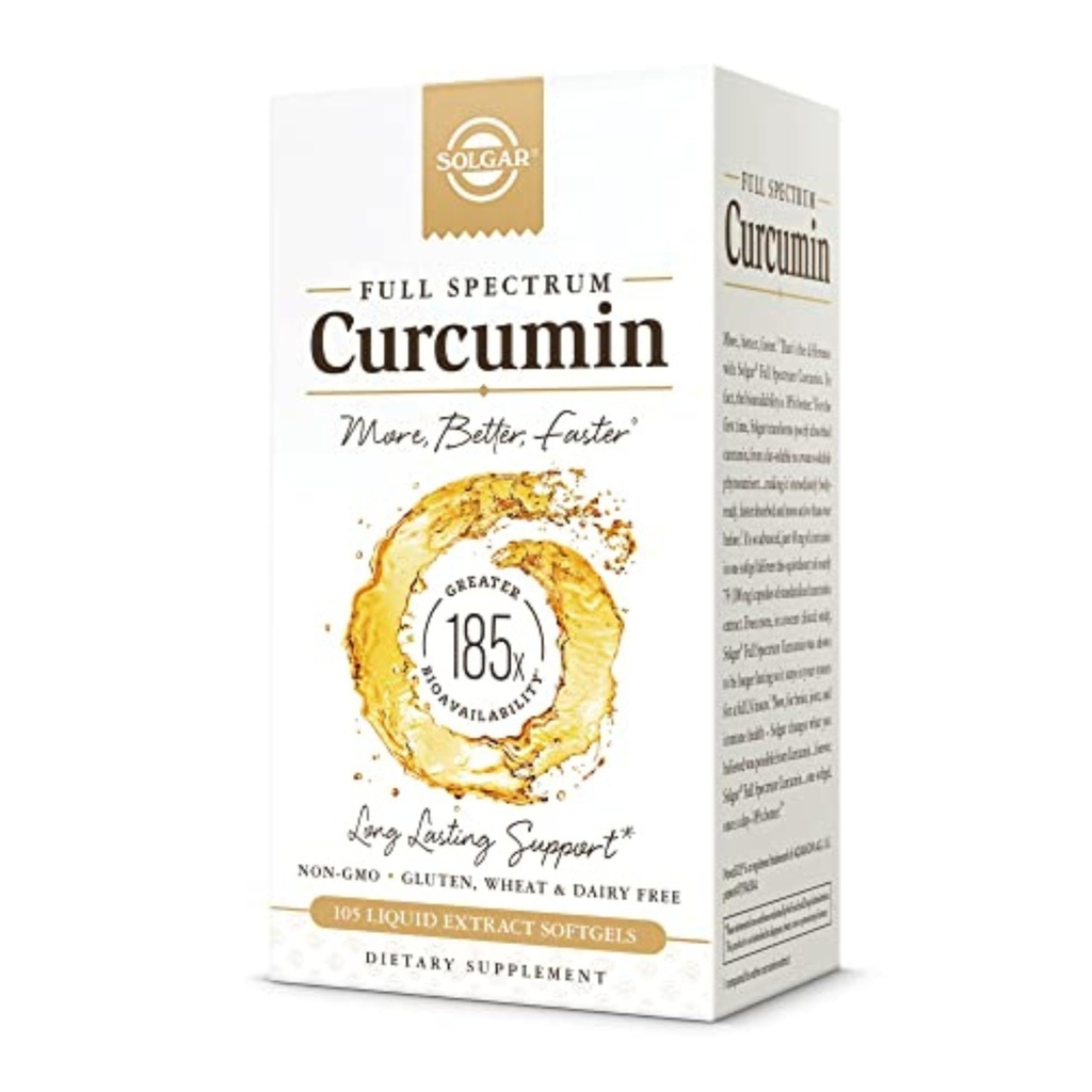 Solgar Full Spectrum Curcumin - 105 LiCaps - Superior Absorption - Brain, Joint & Immune Health - Vegan, Gluten-Free, Non-GMO, Dairy Free - 105 Servings
