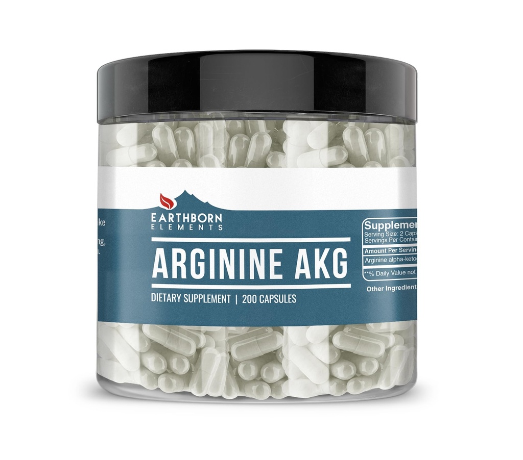 Elementos terrestres Arginina AAKG 200 Capsules, Puro " Undiluted, No Additives
