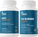 Dr. Tobias Fat Burner Nightly & Adult Multivitamin apoya la energía, la inmunidad y el metabolismo con Ashwagandha. 42 Frutas &amp; Verduras con Probióticos, Extracto de grano de café verde, No GMO, 30 Day Supply