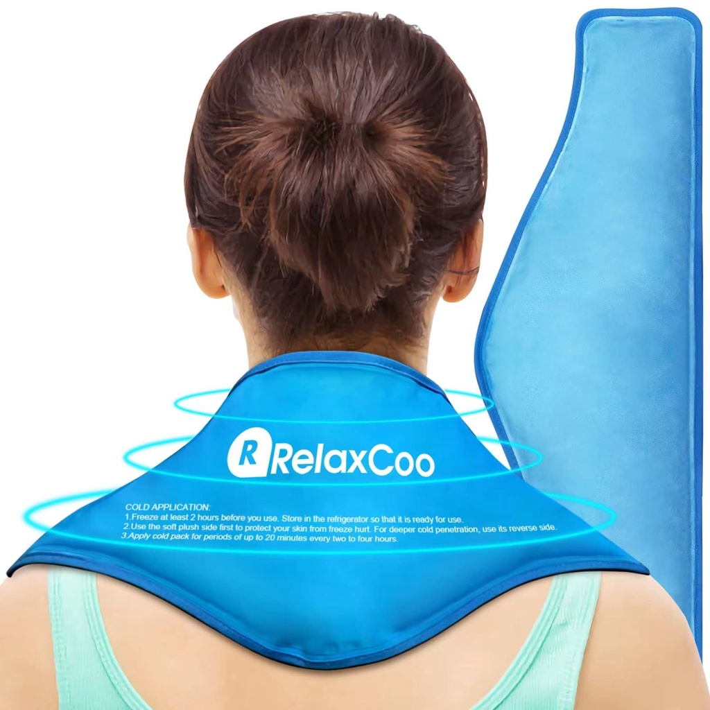 Neck Ice Pack Wrap, Reusable Gel Ice Pack for Neck Hombros, Terapia de Compresión Fría para Alivio de Dolor, Lesiones, Morado, Brujas, Espranos, Inflamación y Recuperación de Cirugía Cervical