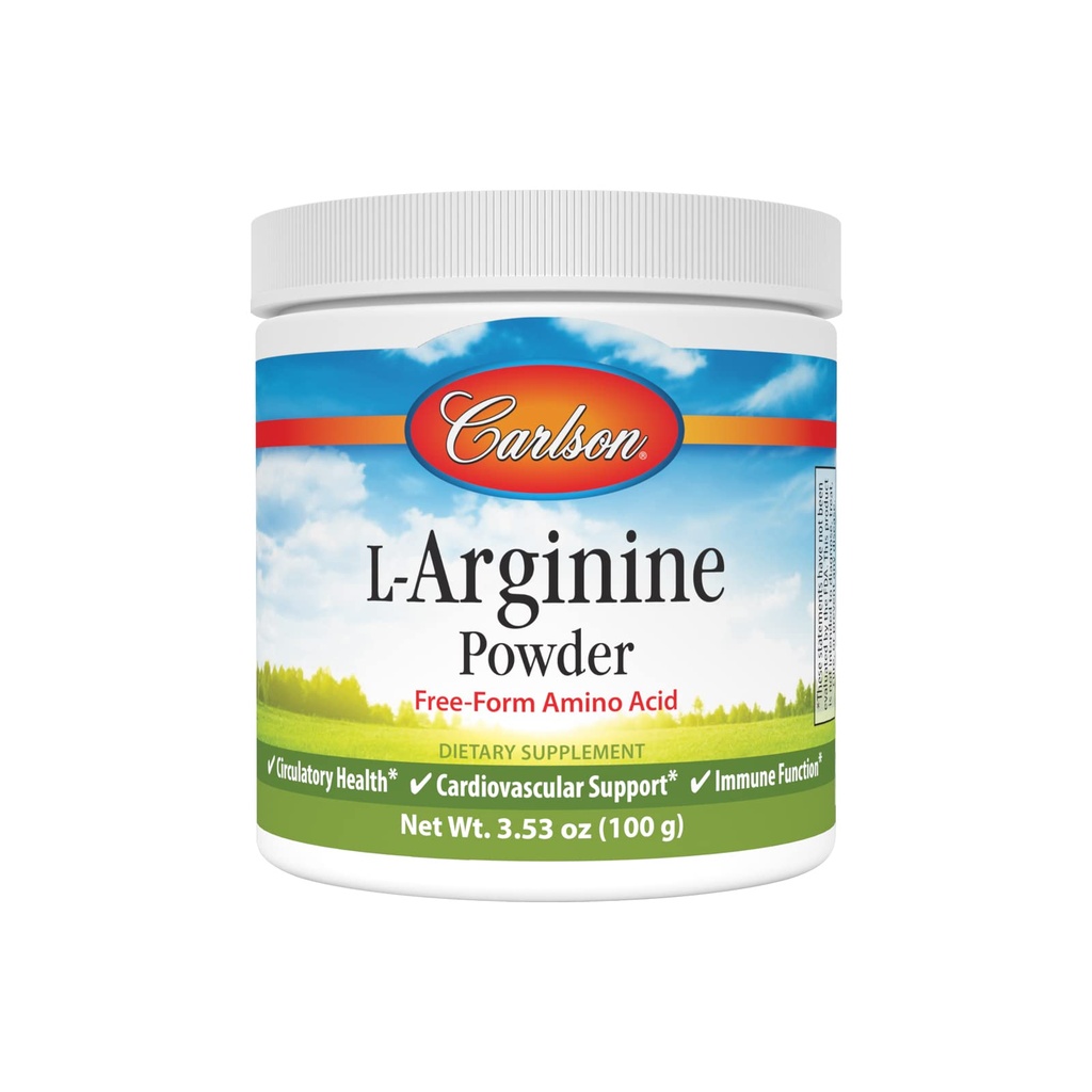 Carlson - L-Arginina Powder, Free-Form Amino Acid, Circulatory Health, 3.53 oz (100 g)