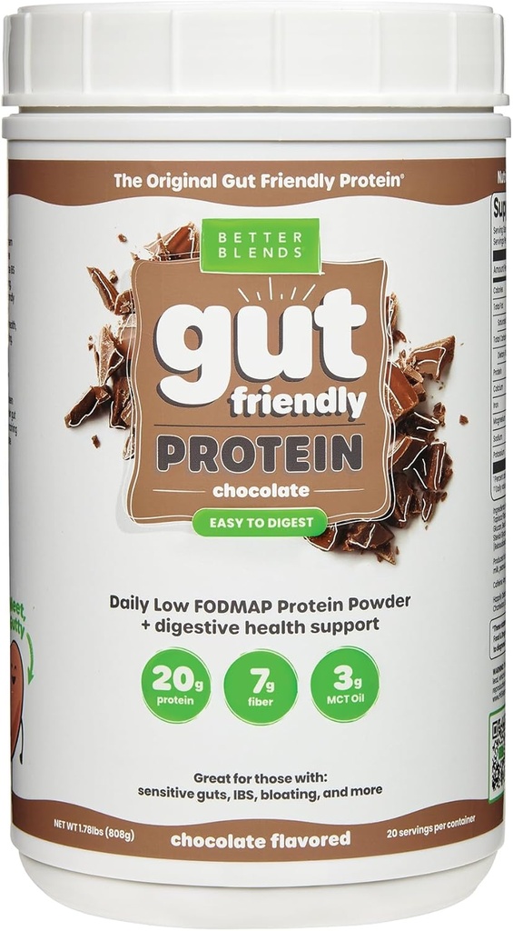 Péptidos de Collagen y Avena Proteína Powder- Bajo FODMAP Certificado, Libre de Diarios, Libre de Soy, 100% Gut-Friendly y No-Bloating, Chocolate original, 20 Aparición