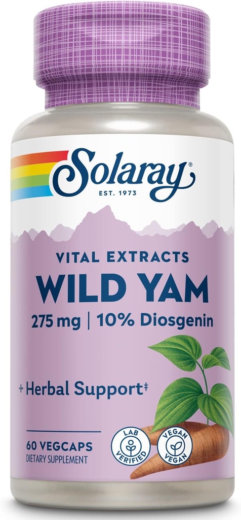 SOLARAY Garantizado Potency Wild Yam Root Extract Root, Veg Cap (Btl-Plastic) 275mg  60ct