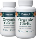 Pattern Wellness Odorless Organic Garlic – 1000mg – Immune, Circulatory & Heart Health Support – Non-GMO & Gluten Free – 60 Vegan Capsules