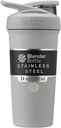 BlenderBottle Sport Insulated Stainless Steel Shaker Bottle with Wire Whisk, 24-Ounce, Grey – Protein Shakes & Hydration for Athletes & Fitness Enthusiasts, Easy Mixing, Keeps Drinks Cold, Lockable Lid