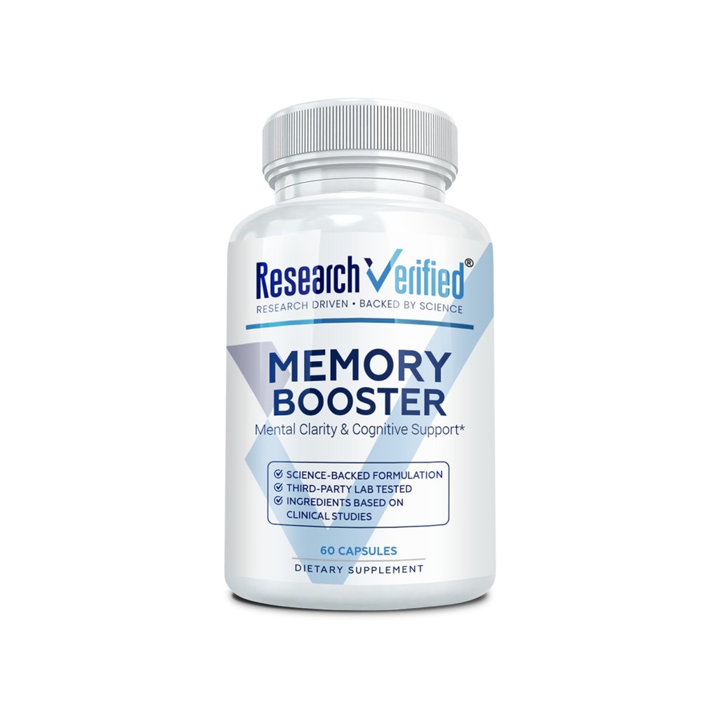 Research Verified Memory Booster - Suplemento Nootropic - Enhance Cognition and Memory - Lion’s Mane, Ginkgo Biloba, BioPerine - 60 Capsules - Non-GMO - Made in The USA